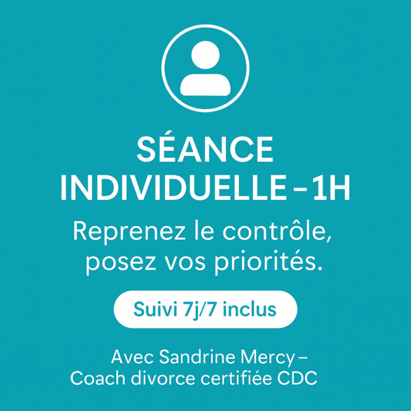 Séance de coaching divorce individuel d’une heure avec Sandrine Mercy – coach certifiée CDC