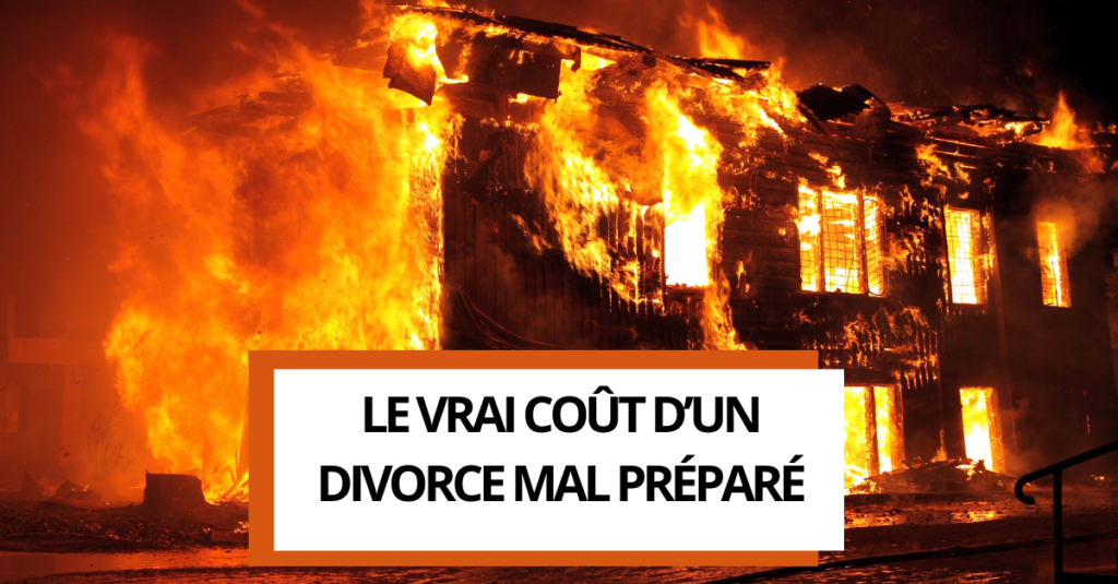 Illustration abstraite représentant les multiples conséquences d’un divorce mal préparé : stress, solitude, désorganisation, décisions erronées.