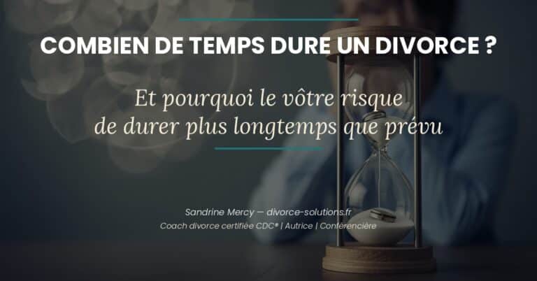 Sandrine Mercy, coach divorce certifiée CDC®, expliquant la durée réelle d'un divorce en France en 2026 et les facteurs qui l'allongent