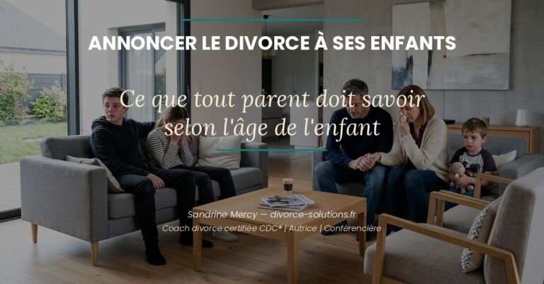 Parent expliquant calmement la séparation à son enfant — coaching divorce Sandrine Mercy