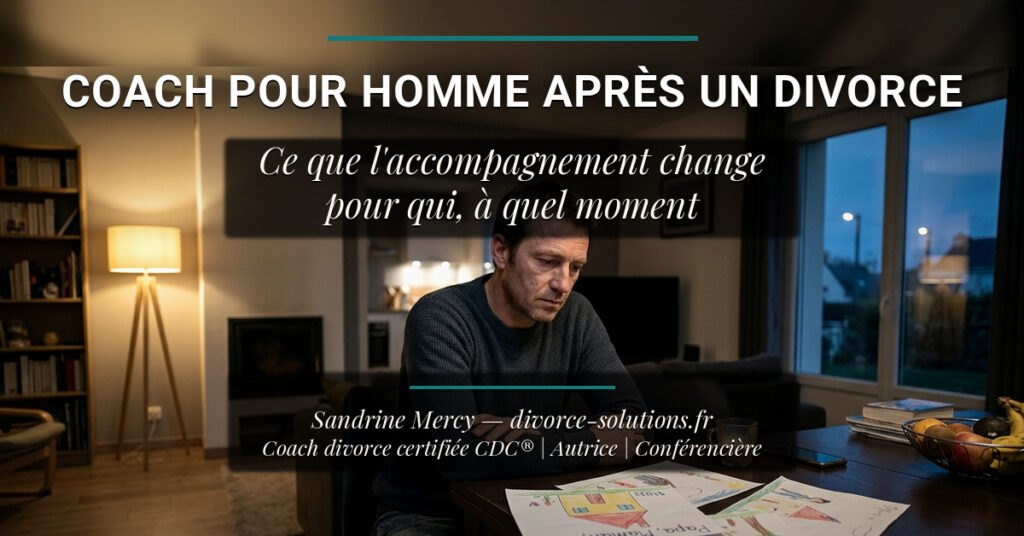 Coach pour homme après un divorce : un père seul le soir devant les dessins de ses enfants