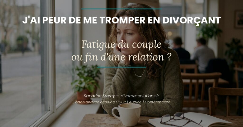 Personne en questionnement face à la peur de se tromper en divorçant — coaching divorce Sandrine Mercy