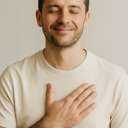 Portrait d’un homme européen détendu et rassuré après une séance d’essai gratuite de coaching divorce et séparation.